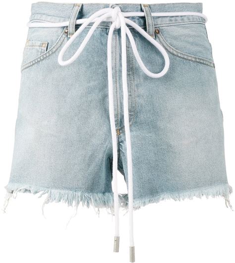 Off White Drawstring Denim Shorts Bella Hadids Off White Denim