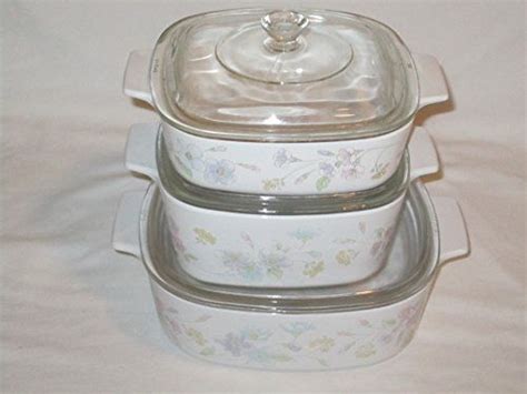 Set Of Vintage Corning Ware Pastel Bouquet Liter Liter