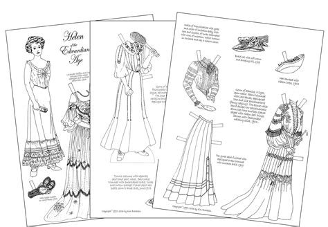 Paper Doll Coloring Pages Edwardian Era Bundle Helen Lily And Nancy