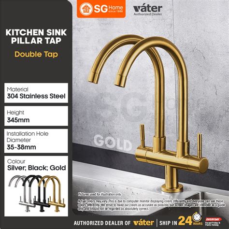 Vater Kitchen Sink Double Water Tap Faucet Stainless Steel Sus304