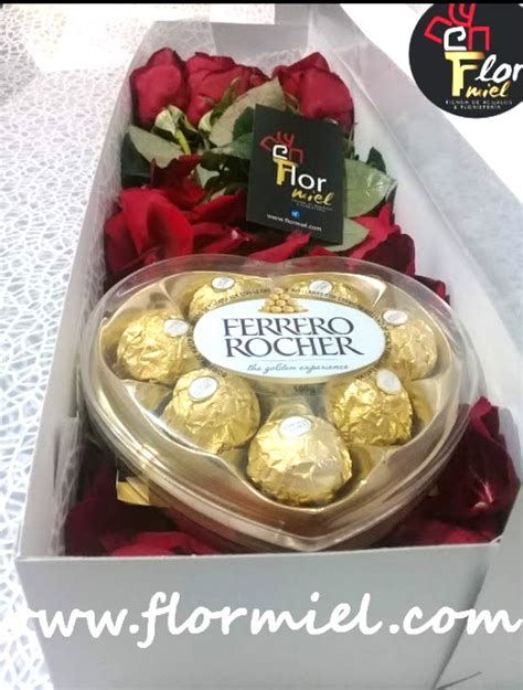 Caja De Rosas Y Chocolates Ferrero Rocher FLOR MIEL