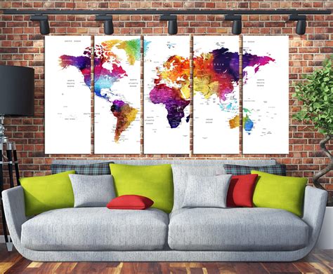 Large Map Canvas Art World Map for wall World Map canvas | Etsy