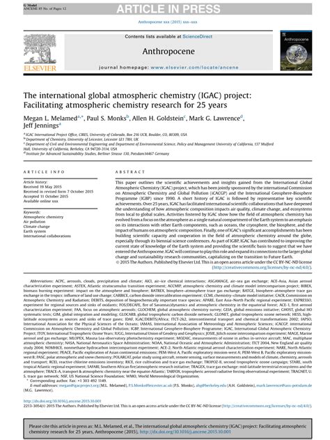 (PDF) The International Global Atmospheric Chemistry (IGAC) Project ...