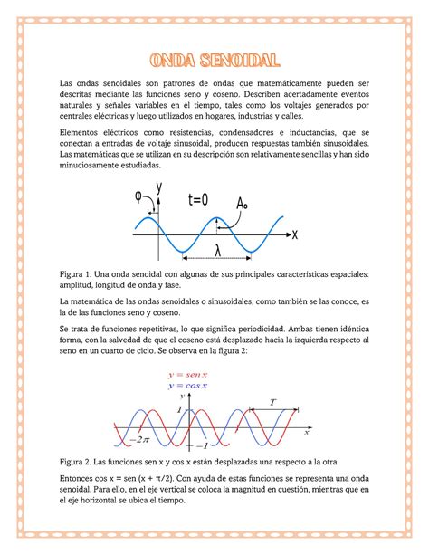 ONDA Senoidal En matemáticas se denomina senoide a la curva que