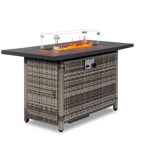 SEGMART 43" Propane Fire Pit Table, Outdoor Gas Fire Pit Table with ...