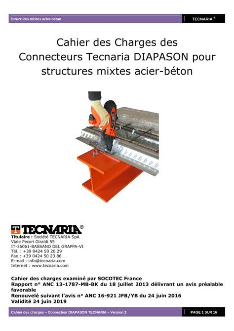 Pdf Cahier Des Charges Des Connecteurs Tecnaria Diapason Pour