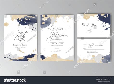 Wedding Invitation Card Template Set Hand Stock Vector Royalty Free