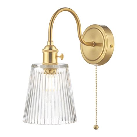 Wall Light Brass Ribbed Glass Tapered Shade Lighting And Lights Uk