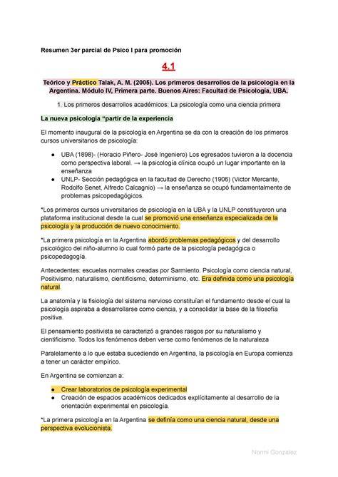 Resumen Er Parcial De Psico I Para Promo Resumen Er