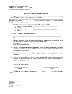 Philippine Embassy Affidavit Of Support Form AffidavitForm Net