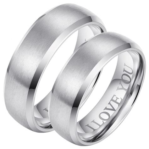 His Hers Tungsten Mm Wedding Couple Ring Set