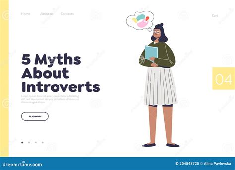 Myth About Introverts Landing Page Concept With Young Girl Of Introvert