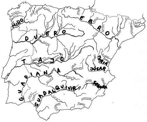 Mapa Mudo Rios Importantes Espa A