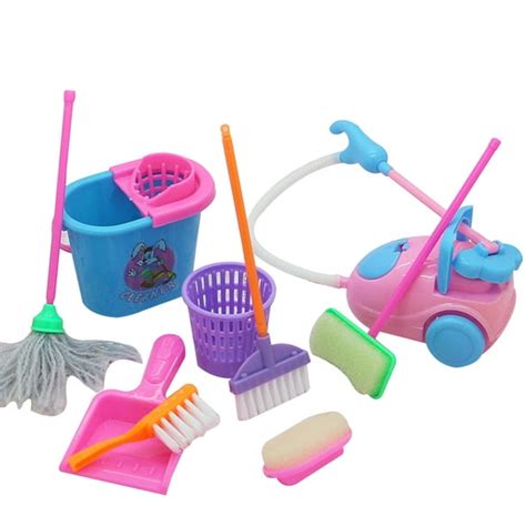 Skytoy 9pcs Toddler Broom and Cleaning Set with Toy Vacuum Cleaner ...