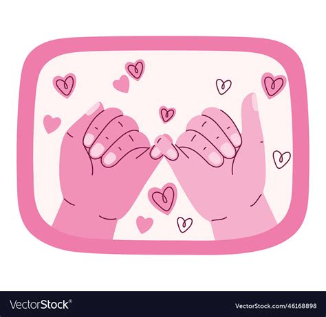 Pinky Promise Hands With Hearts Royalty Free Vector Image