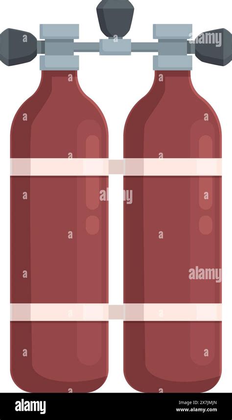 Digital Illustration Of Two Connected Red Co2 Fire Extinguishers On White Background Stock