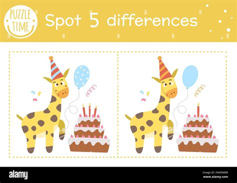 Birthday Party Find Differences Game For Children Holiday Educational