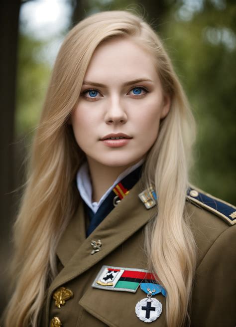 Lexica Beautiful Woman With Long Blond Hair Blue Eyes Pale Skin Wearing A World War Two