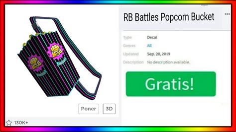 Como Conseguir El Rb Battles Popcorn Bucket Gratis En Roblox Evento