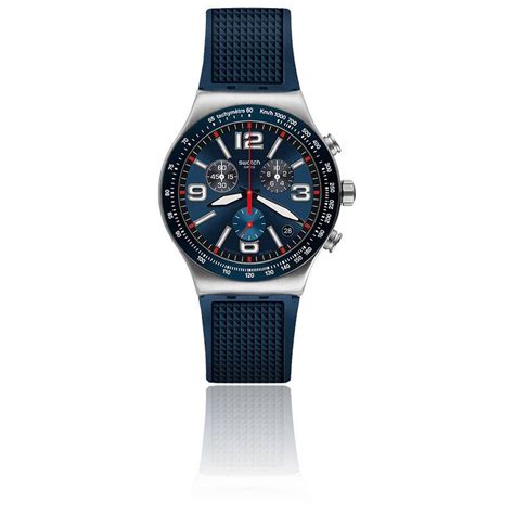 Montre New Irony Chrono Blue Grid Yvs Swatch Ocarat