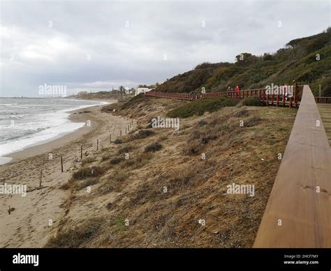 Wooden Boardwalk Senda Litoral Seafront Promenade At Calahonda Mijas