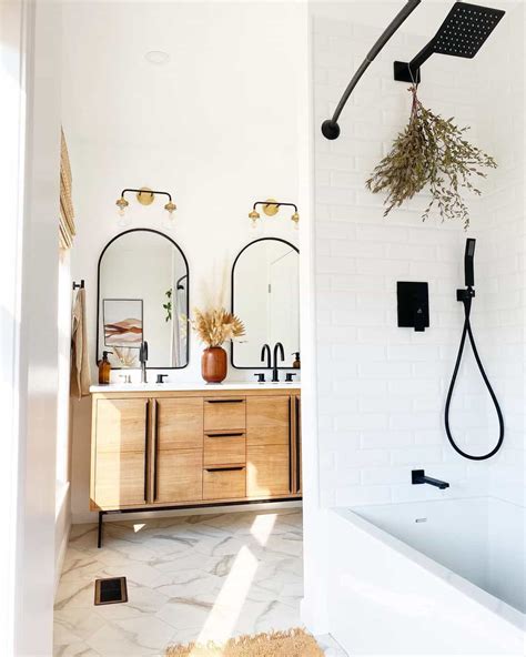 White, Black, and Wood Bathroom Design - Soul & Lane