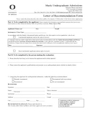 Fillable Online Pages Uoregon UG Letter Of Recommendation Form Fax