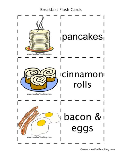 Science Food Flash Cards Resources