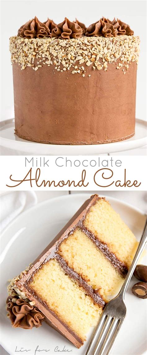 Milk Chocolate Almond Cake Fluffy Almond Cake Layers With A Rich Milk