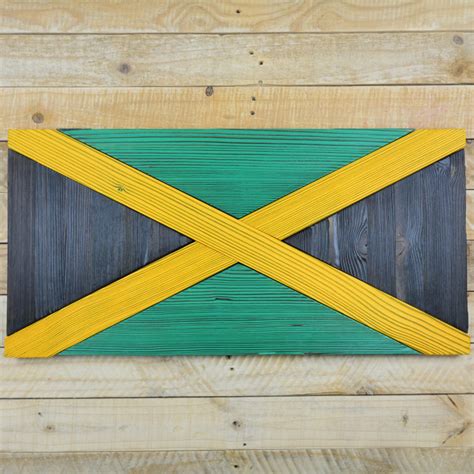 Jamaican Flag Vibrant Design Deeply Burned In Wood