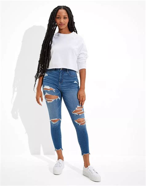 Ae Dream Ripped Curvy High Waisted Jegging Crop