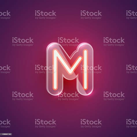 Realistic Neon M Character With Plastic Case Around Vector Illustration