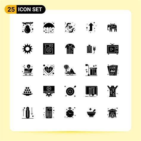 Universal Icon Symbols Group Of 25 Modern Solid Glyphs Of American