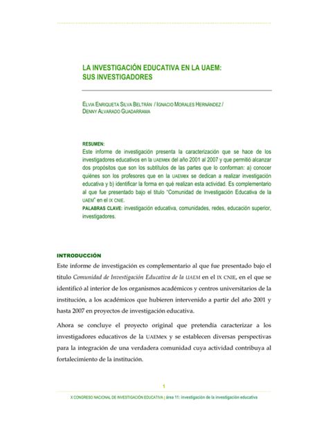 La Investigación Educativa En La Uaem Sus Investigadores