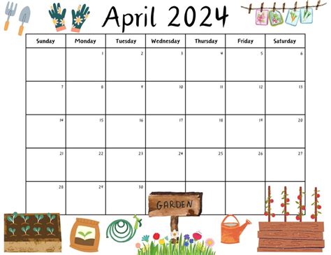 Editable April Calendar Printable Wall Calendar Monthly Planner