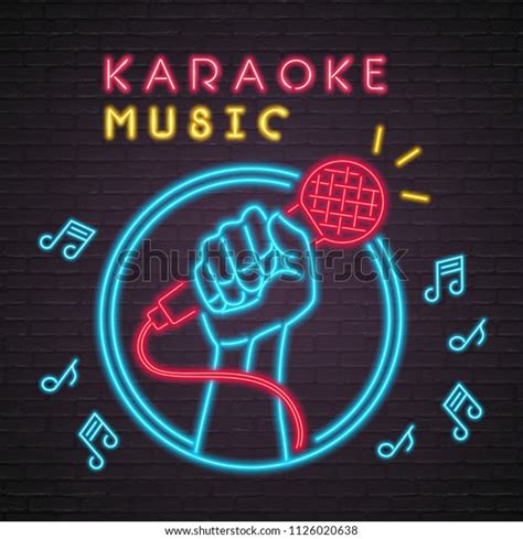 Karaoke Neon Light Glowing Music Note Stock Vector (Royalty Free ...