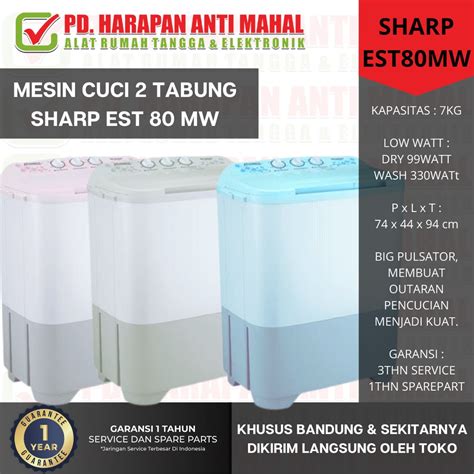 Jual Mesin Cuci 2 Tabung SHARP EST 80 MW Shopee Indonesia