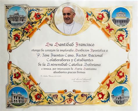 Papa Francisco Otorga La Bendición Apostólica A La U C B Universidad