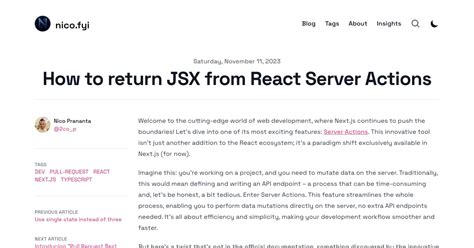 How To Return JSX From React Server Actions Nico S Blog