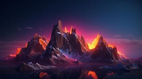 Premium AI Image | A mountain range with a purple sky and the sun ...