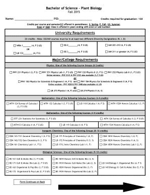 Fillable Online Plantbiology Natsci Msu Bachelor Of Science