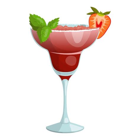 Premium Vector Strawberry Daiquiri Cocktail Vector Illustration On A