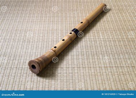 Bamboo Flute Called Shakuhachi On The Tatami Stock Image Image Of