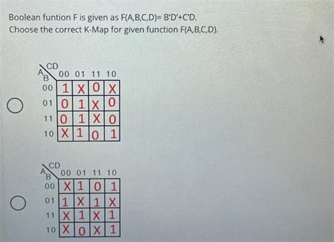 Solved Boolean Funtion F Is Given As F A B C D Bd Cd Chegg