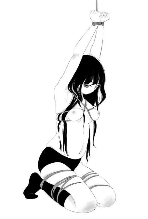 Rule 34 9aki Arms Up Black And White Bondage Breast Bondage Breasts