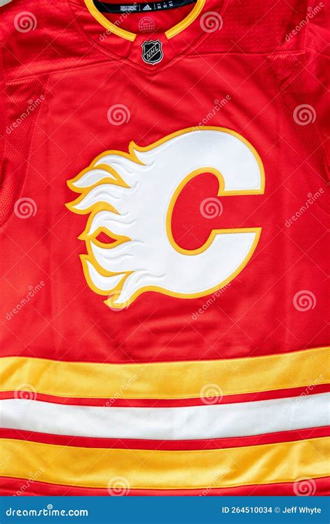 NHL Hockey Team, the Calgary Flames, Official Team Jersey Editorial ...