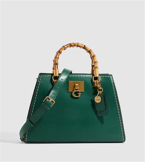 Buy Guess Bamboo Handle Satchel Bag In Green 6thstreet Oman
