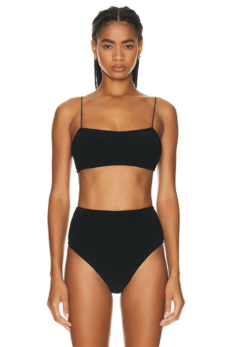 Toteme Smocked Bikini Top In Black Fwrd