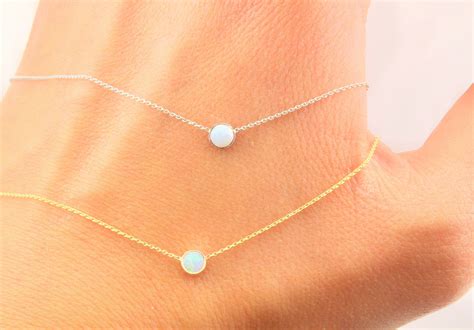 Opal Bezel Necklace 14k Gold October Birthstone Necklace Etsy