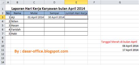 Contoh Soal Excel Menghitung Jumlah Hari Kerja Karyawan Dengan Excel